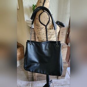 Black Faux Leather Tote Purse
